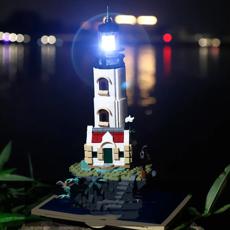 1016PCS Creative Motorised Lighthouse Sea House Building Blocks 21335 with LED light Assemble Bricks Toys Gift For Children Boy