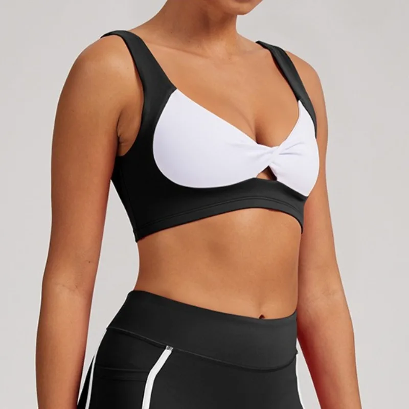Бюстгальтер для йоги в стиле пэчворк контрастного цвета, бюстгальтер для бега, противоударный плотный бюстгальтер с красивой спинкой, тренажерный зал, фитнес, женское спортивное нижнее белье, топ