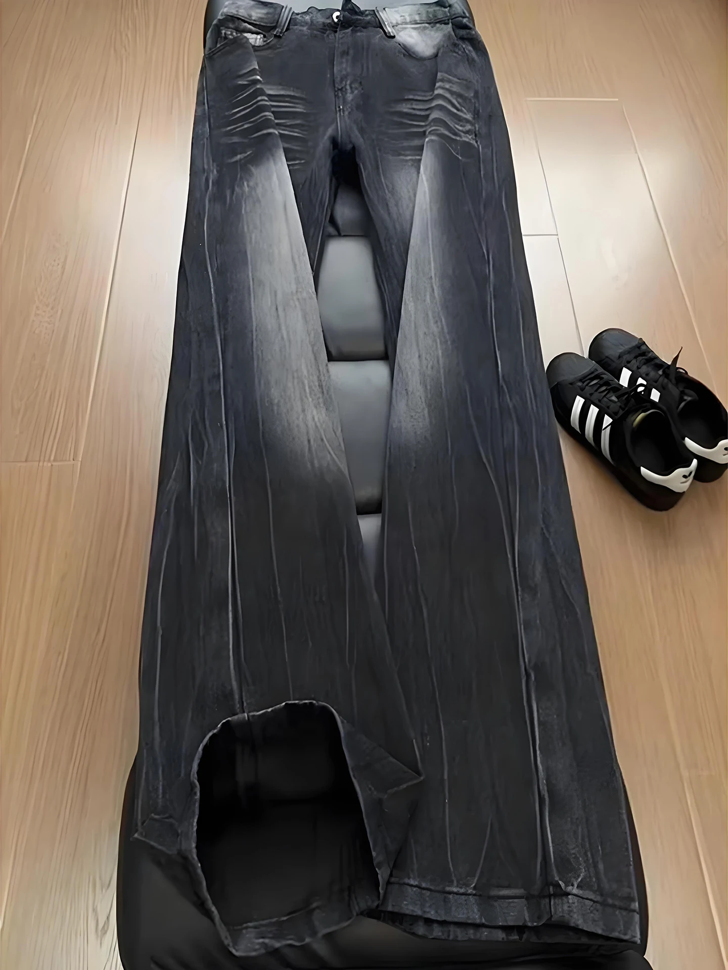 

Мужские джинсы Cleanfit Bla Lightning Pattern, весенние, в американском стиле High Street, расклешенные, прямого кроя, свободные