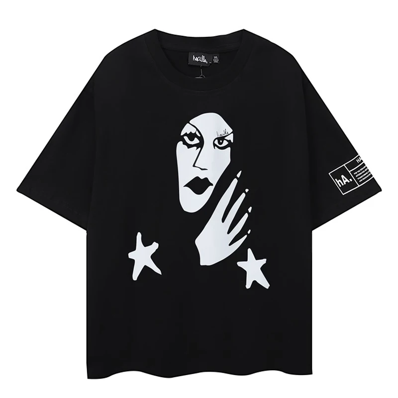 Trend Graffiti Art Collection HACULLA T-shirt Individuality Witch Print Summertime Couple Casual HACULLA Round Neck Short Sleeve