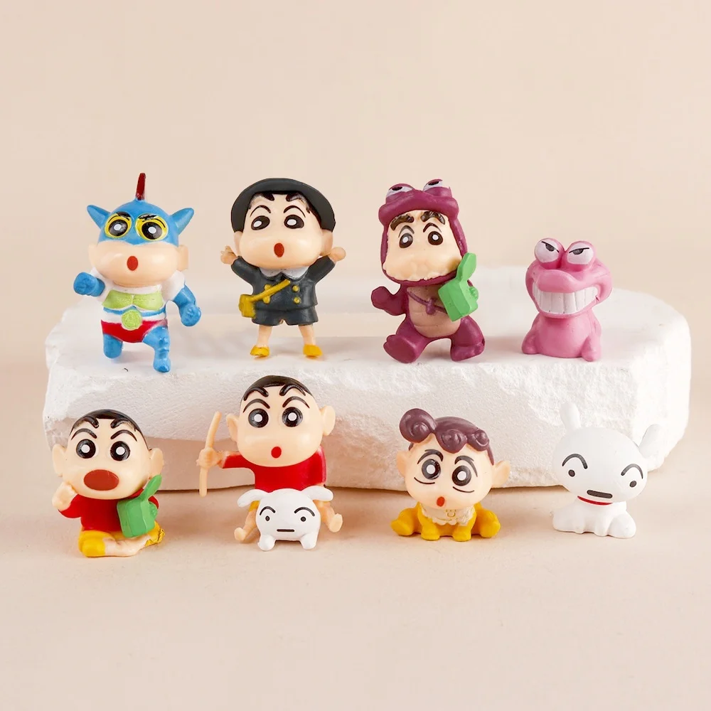 

8 шт./компл. аниме карандаш Шин-Чан мини-куклы персонажей Kawaii студенческие мультяшные куклы игрушки настольные украшения для девочек рождественские подарки