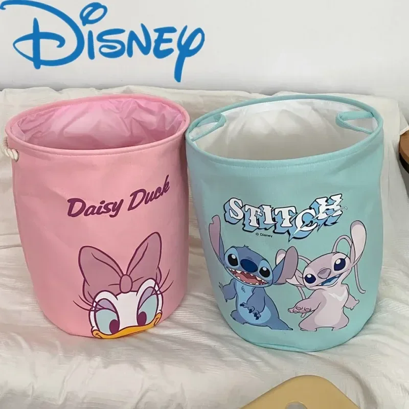 New Disney Stitch Donald Duck Winnie Dirty Laundry Basket Anime Cartoon Folding Laundry Clothes Hamper Large Size Storage Basket