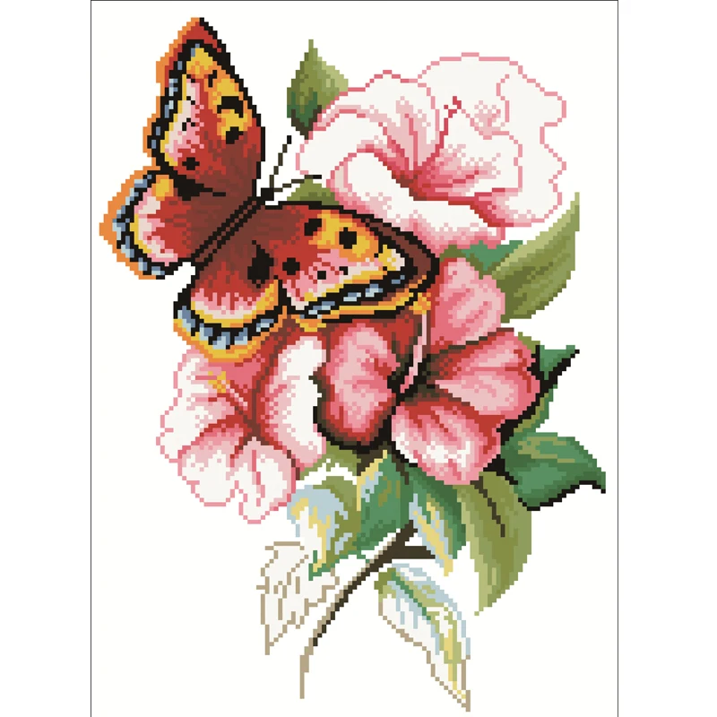 

2025 новый стиль, набор для вышивки крестом с цветочным принтом и бабочкой, коллекция «сделай сам», украшение для гостиной, набор для ручной вышивки