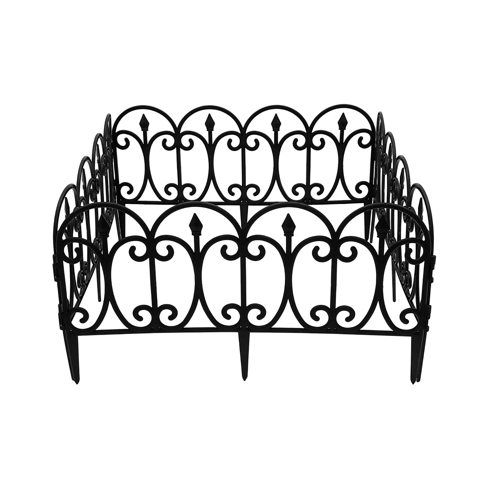 Ensemble de clôture de jardin décorative à 5 panneaux, bordure en PP noir, barrière pour animaux, clôture de chemin d'entrée de jardin pour parterre de fleurs
