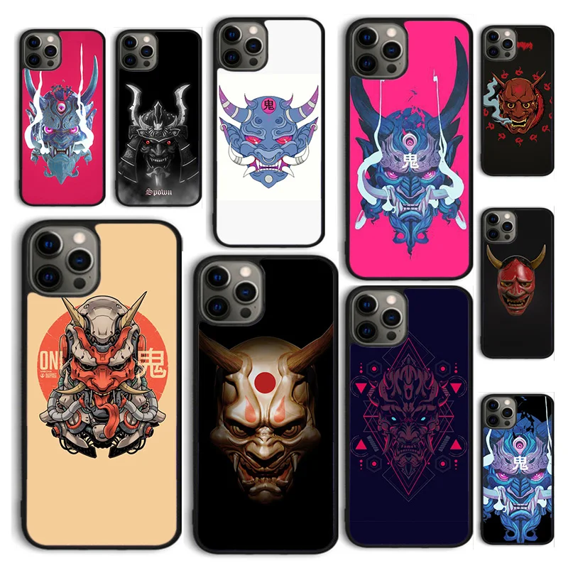 Autumu Japanese Oni Hannya Demon Mask Phone Case Cover for iPhone 16 15 12 mini 11 13 14 Pro Max SE 2020 6S 7 8 Plus Coque