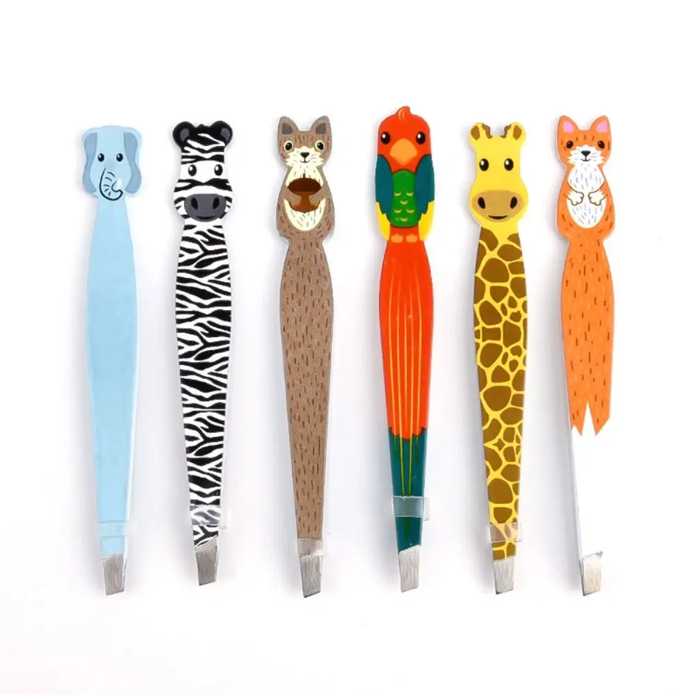 Cute Eyebrow Tweezers Cartoon Animals Animal Shapes Eyelash Curler Stainless Steel Hair Removal Eye Brow Clips Women