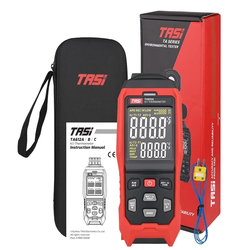 TASI TA612C Thermometer Contact Digital Thermocouple Temperature Tester LCD Screen Display K/J Thermometer C/ F Measuring Tools