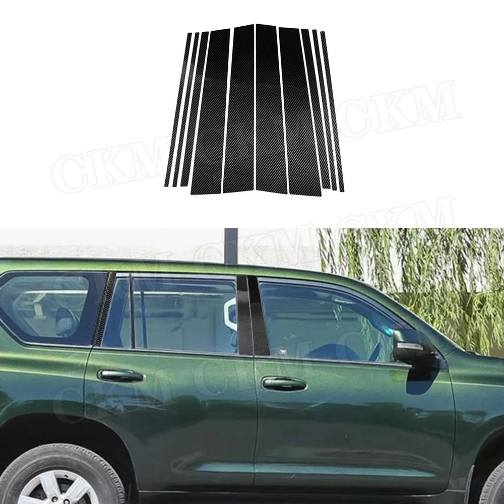 

Carbon Fiber Car Side Window Column B C Pillar Trim Cover Strip Stickers For Toyota Land Cruiser Prado 2010-2018 Car Accessories