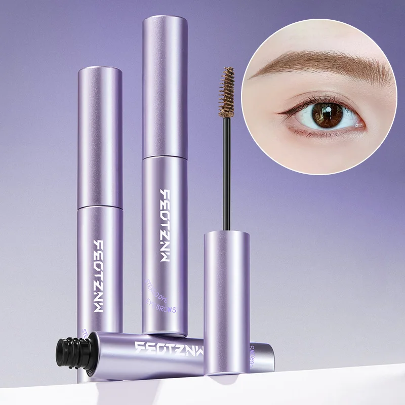 جل تصفيف الحواجب Feotznw - مقاوم للماء، خالي من البقع، لون طويل الأمد، شكل حواجب يشبه الريش، يتضمن فرشاة حلزونية