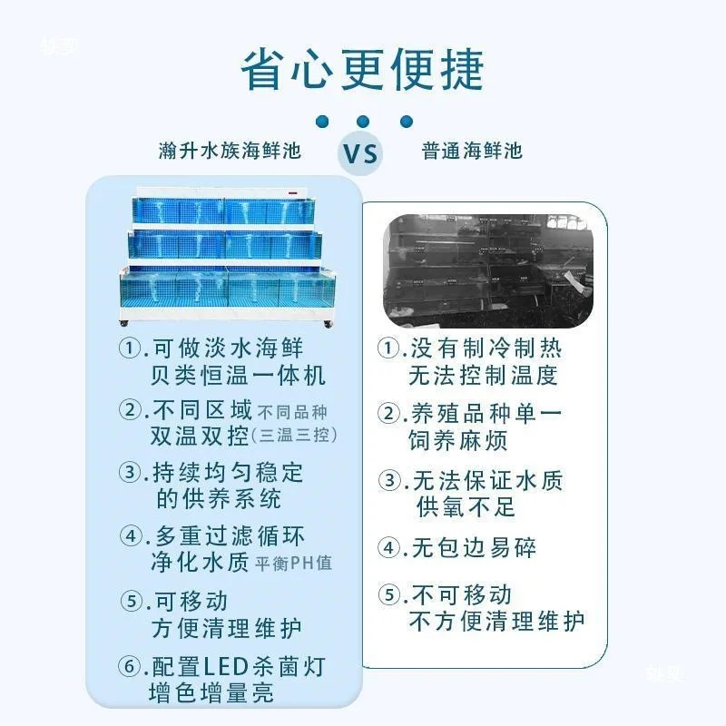 Seafood Pool Commercial Refrigeration All-in-One Machine Seafood Tank Fresh Supermarket Shellfish Seawater Tank Full Set