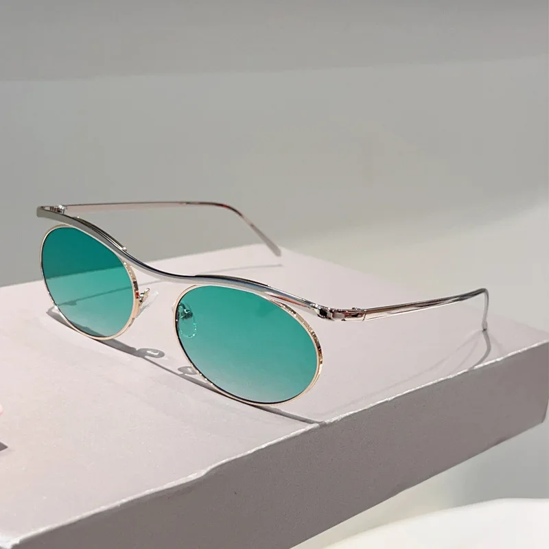 Vintage Kleine Runde Legierungs-Steampunk-Sonnenbrille für Männer Neue Mode Gradient Gothic Punk Sonnenbrille für Frauen Trendige Fahrbrille – Detail 6