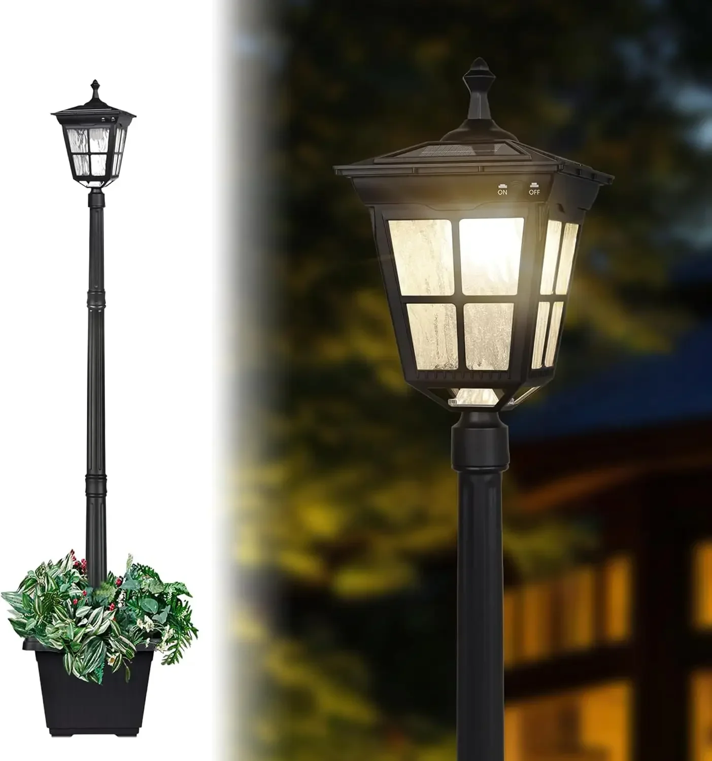 Solar Lamp Post Light, ST4311AHP Dusk to Dawn Outdoor Waterproof Bright Post Lights with Planter for Lawn Yard Garden Patio Walk