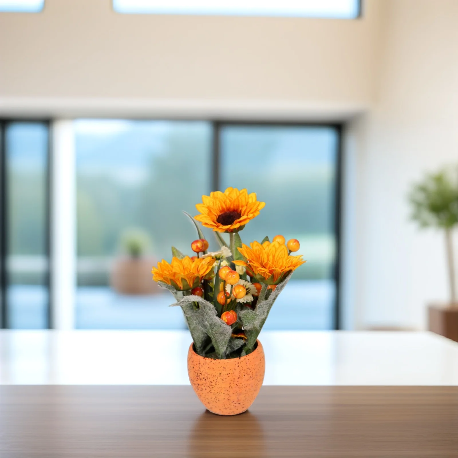 

Artificial Sunflower Potted Decor Bonsai Craft Ornament Fall Festival Home Hotel School Room Thanksgiving Decorations Premium