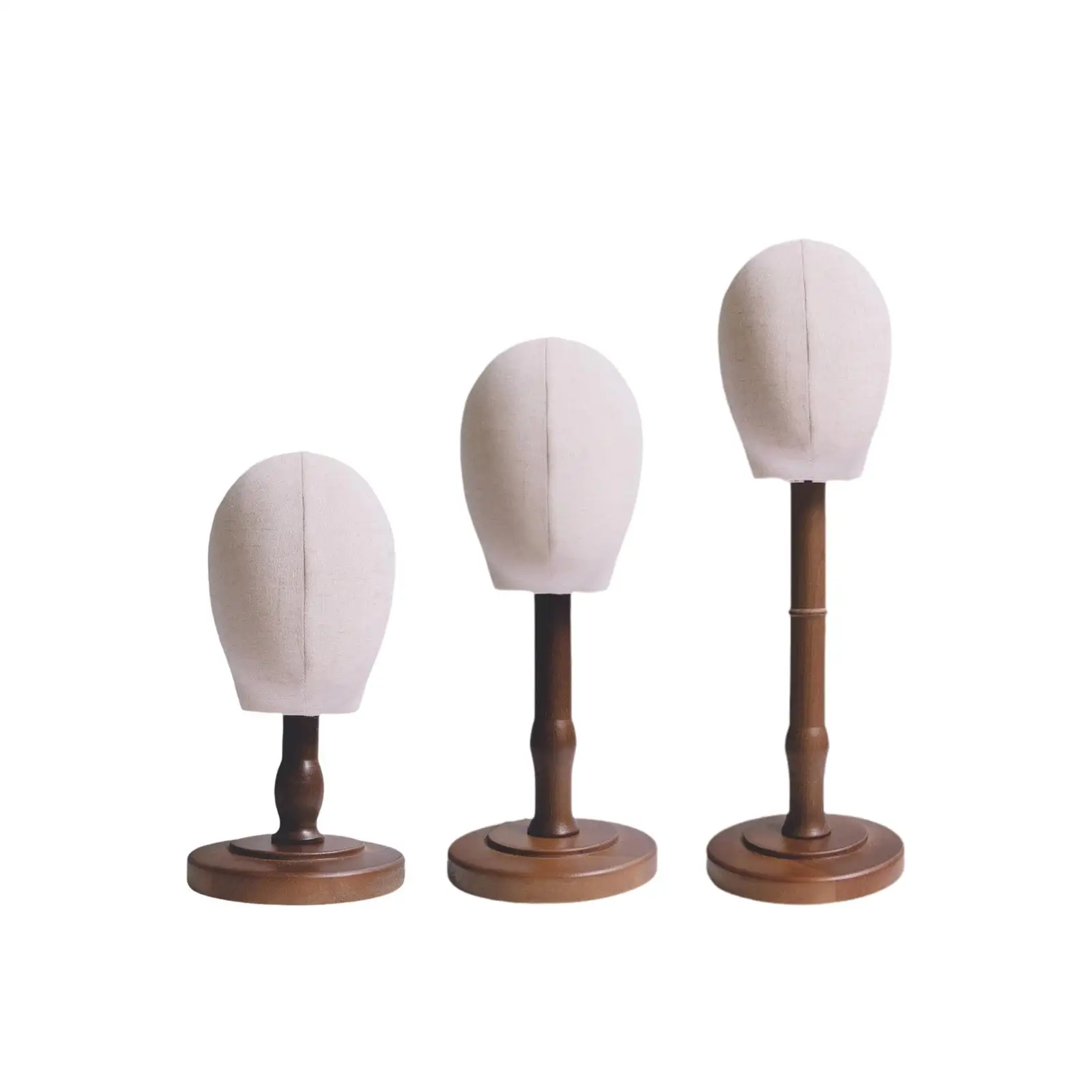 Mannequin Head Model, Hat Display Head, Fabric Block Head with Wood Stand