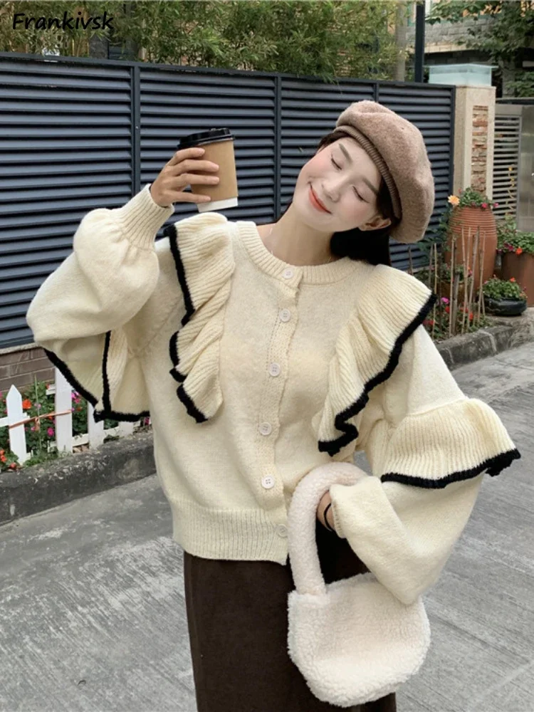 

Ruched Cardigan Women Graceful Daily Baggy Korean Style Ladies All-match Panelled Cute Advanced Two-sided Particular Minority