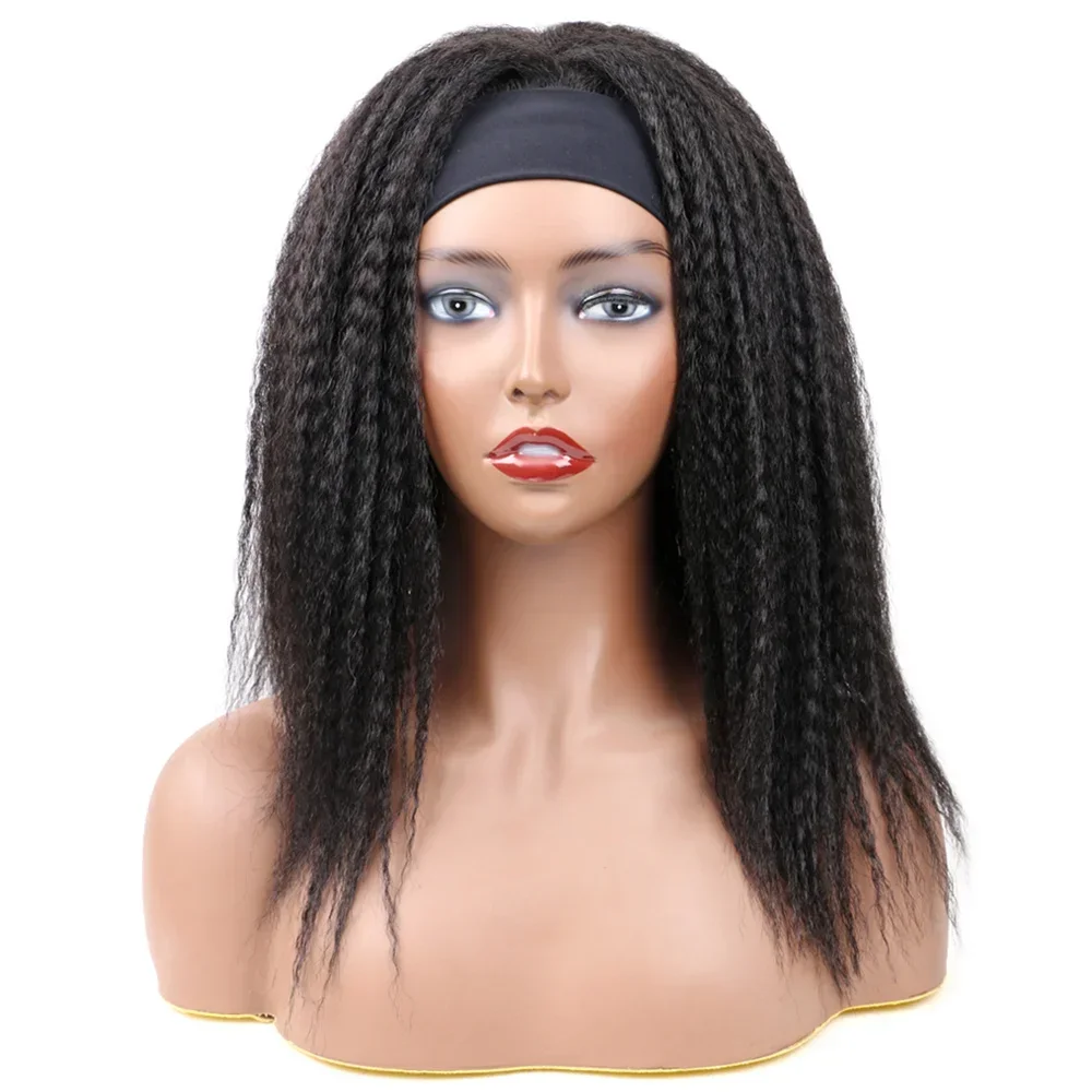 Yaki Straight Headband Wig Synthetic Long Straight Wig For Women Natural Black Heat Resistant Fiber High Qualit Wig Daily Use