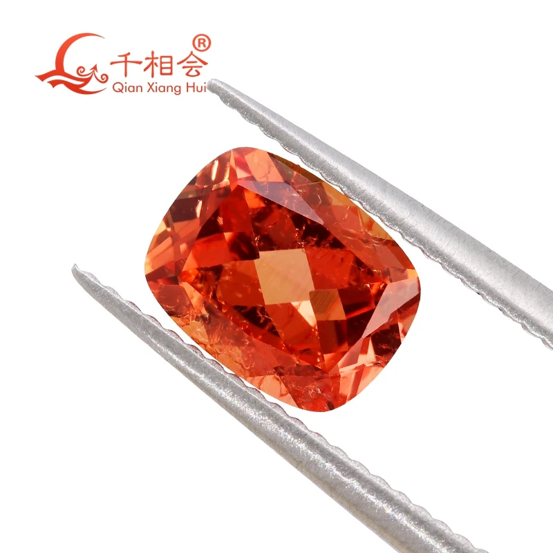 

Длинная резка на подушке, выращенная в лаборатории сапфир Padparadscha оранжевый цвет, натуральная огранка, маленькие трещины, включения, корунд, свободный камень padma