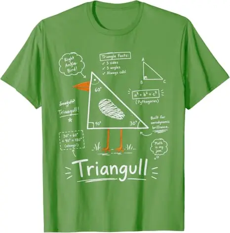 Y2k Mathematik Geometrie Persönlichkeits-T-Shirts, Dreieck Möwe Vogel Wortspiel Lustiges Geometrisches T-Shirt aus Weicher Baumwolle – Detail 9