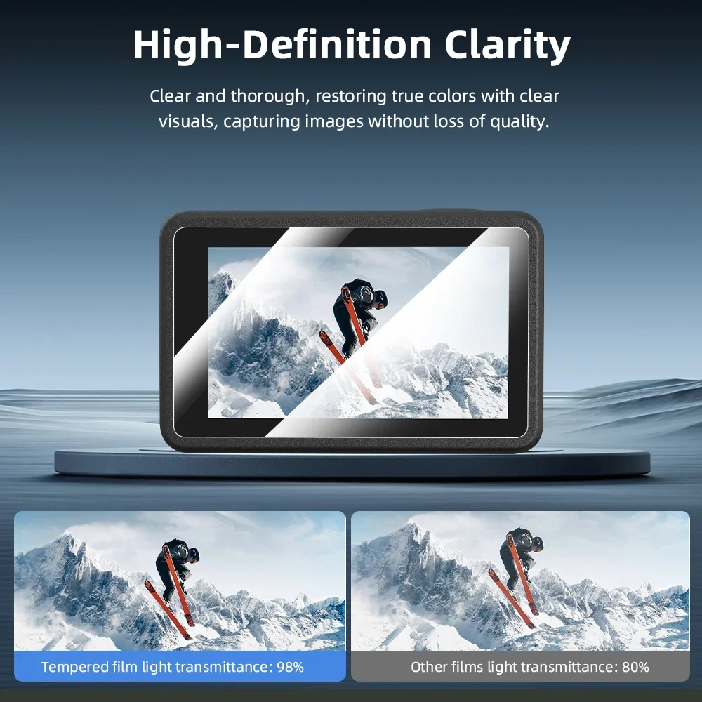 BRDRC película templada para DJI Osmo Action 5 Pro Camea cubierta de pantalla completa cubierta protectora HD accesorio de película resistente a los arañazos