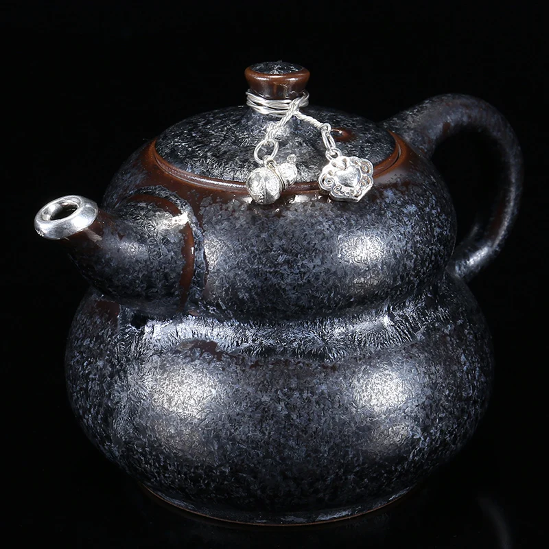 Zhan Kiln Li Jia Stack Colorful Silver Spot Tianmu Kung Fu Pot Sea Tea Set