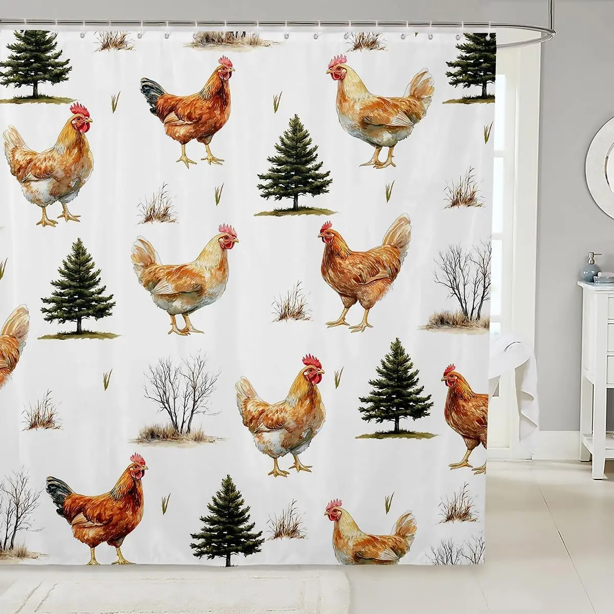 

Erosebridal мультфильм петух наборы занавесок для душа в ванной комнате, деревенский дикий дом животных занавеска для душа с животными, винтажная занавеска для душа с курицей для домашних животных