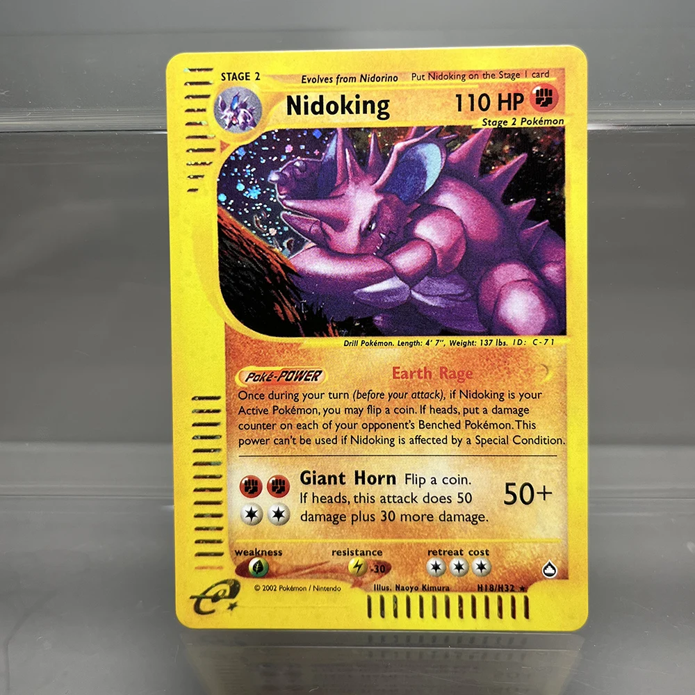 PKM Cards Tyranitar Gengar Nidoking Single Foil Cards Aquapolis Espeon Hypno Classic Game Collection Cards PTCG Proxy Cards