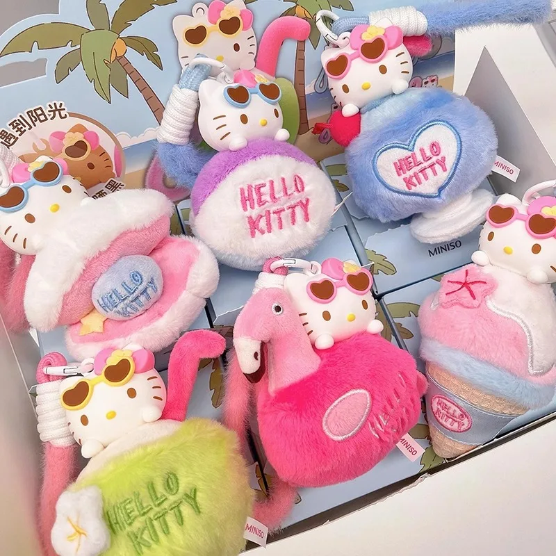 

New Hello Kitty Summer Black Skin Series Blind Box Cute Scented Pendant Plush Toys Anime Figure Doll Decor Mystery Box Gift