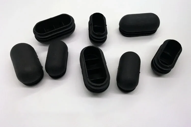 4pcs Oval Plastic Black Tube Inserts End Caps Seal Plugs Pipe Insert Tube Pipe Section Cover Furniture Chair Desk Covers