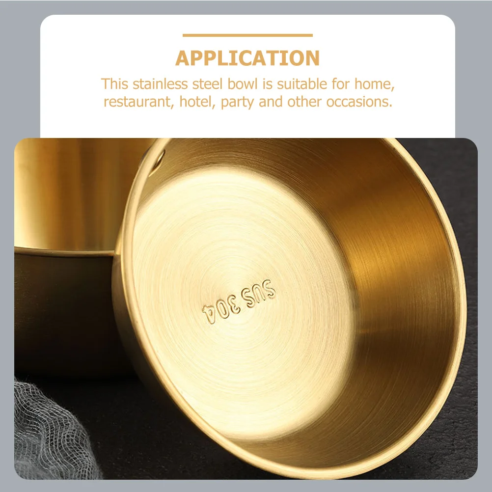 3 قطعة أطباق نبيذ الأرز الذهبي الفولاذ المقاوم للصدأ وعاء الحساء الكورية مع مقبض المحمولة أدوات المائدة التخييم لوازم بار المطبخ #1
