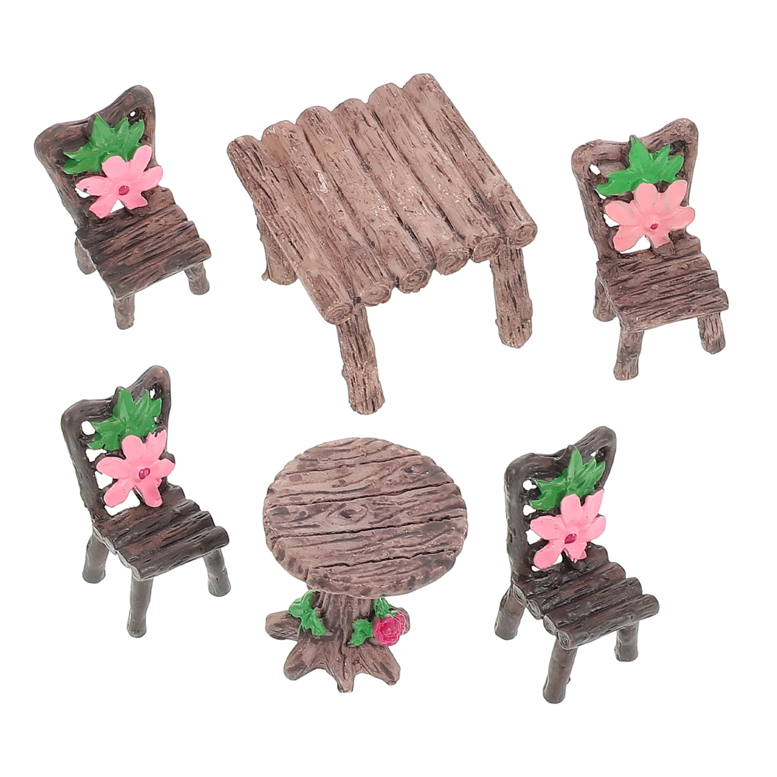 

2 Sets Mini Table and Chairs Miniatures for Crafts Plant Resin Dollhouse Garden Accessories Furniture Supplies