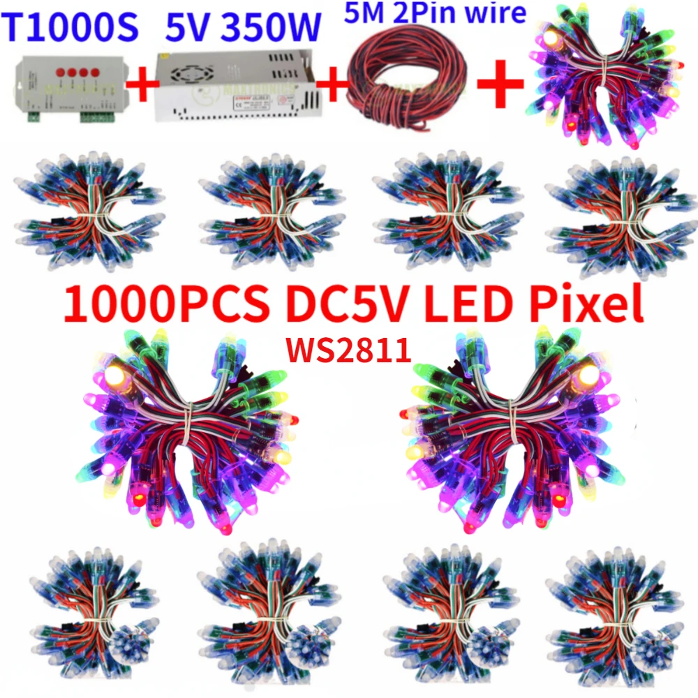 500-1000 sztuk 12mm WS2811IC kolorowy moduł lampy LED pikseli DC 5V wejście IP68 wodoodporny kolor RGB cyfrowe oświetlenie pikselowe LED lub zestaw