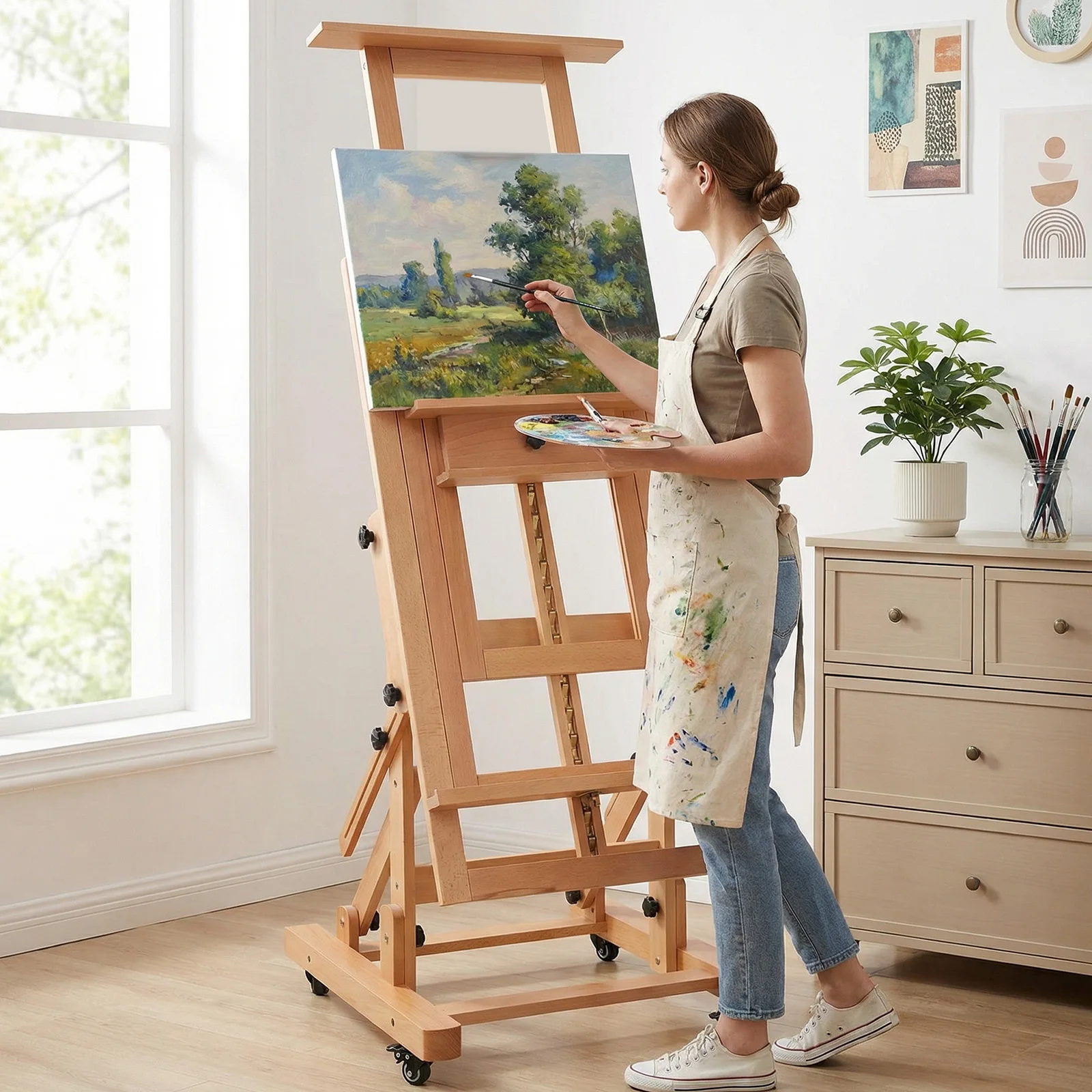 Adjustable Movable Tilting Easels with 4 Lockable Wheels Holds Canvas Art Up To 78.7In High for /Home/Studio/Outdoor