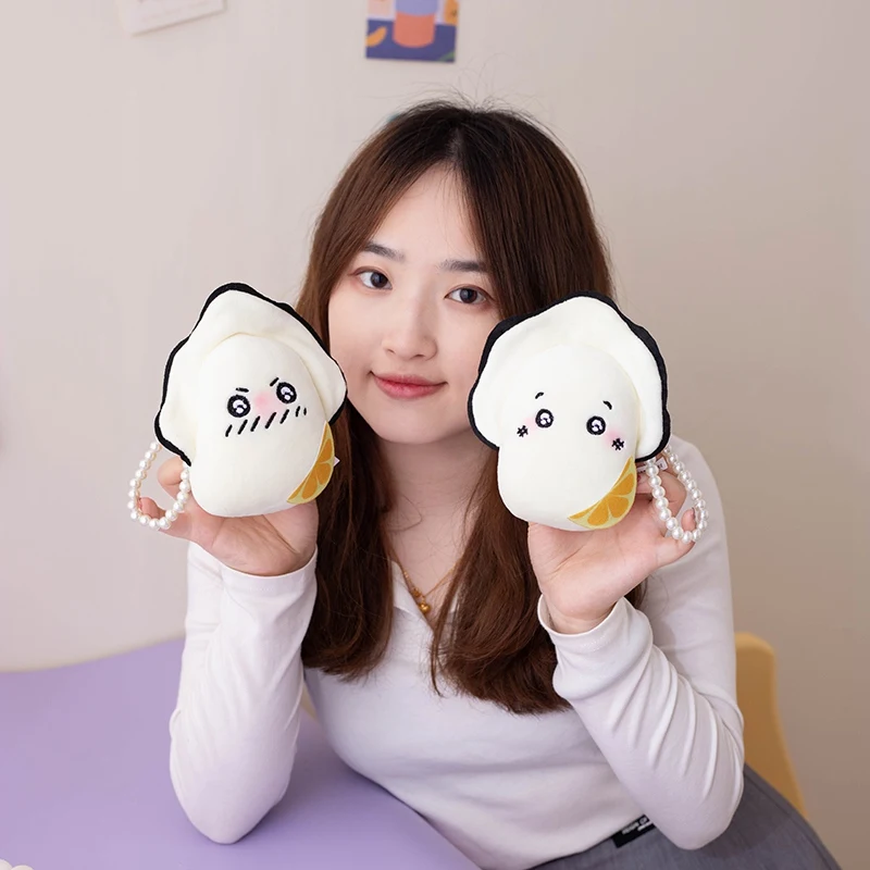 Juguetes colgantes de ostras divertidas de felpa, cadena de perlas, muñecas, bolsa de teléfono móvil, llavero de decoración, regalo encantador, 10cm, 1Pc