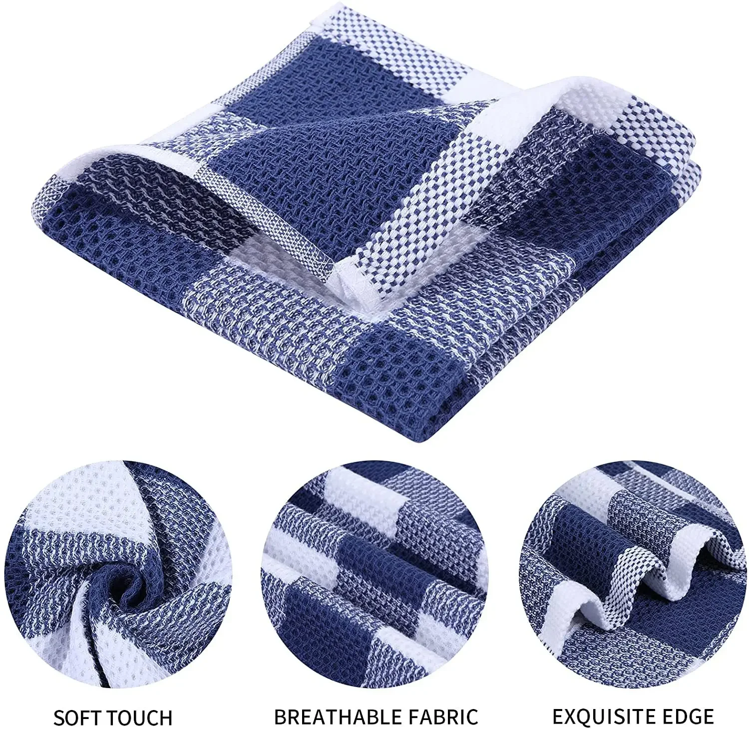 2Pcs 34*34cm Cotton Dishcloth Honeycomb Towel Ultra Soft Absorbent Hand Towel Wash Cloth Household Kitchen Cleaning Cloth Tool