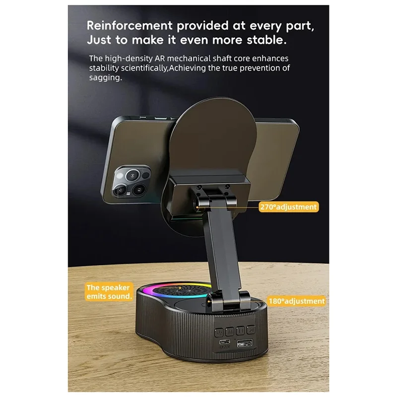 JABS-Power Bank Altavoz Bluetooth Soporte para teléfono móvil de inducción para mostrador Vanidad Mesita de noche Coche de viaje