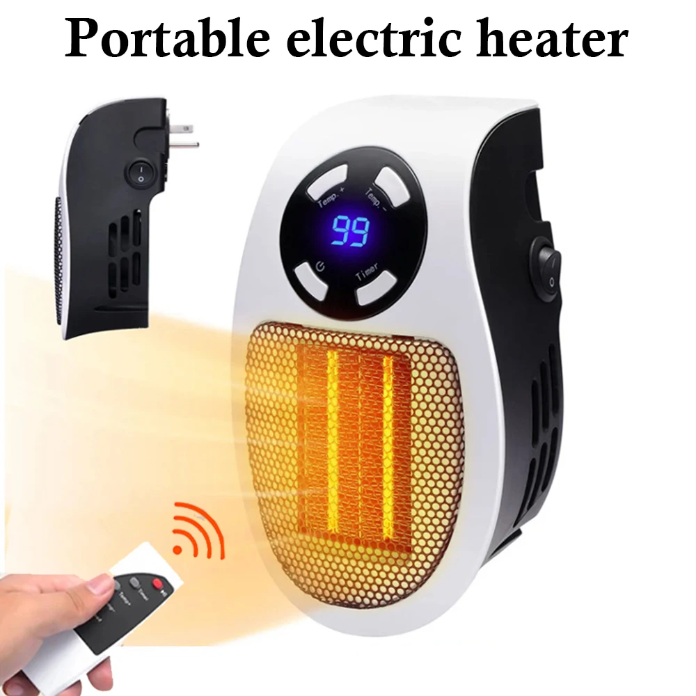 Portable Heater Electric Heater Plug In Wall Room Heater Home Appliance Heating Stove Mini Radiator Remote Warmer Machine