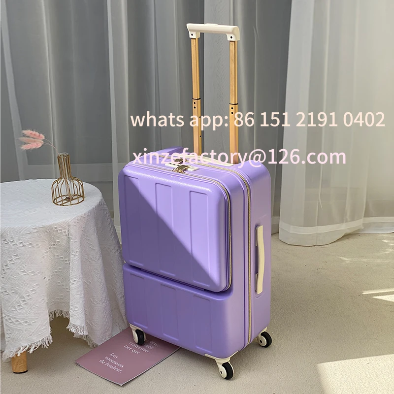 Bagagem de bagagem personalizável de 24 polegadas, roda universal, pc, senha, carrinho, ultraleve, carregamento usb frontal