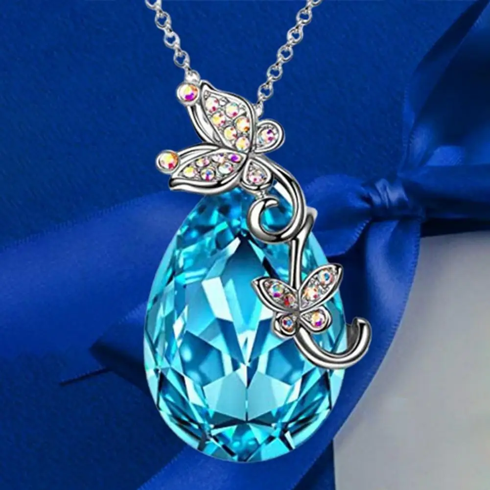 Decorative  Stylish Faux Crystal Women Necklace Easy Matching Pendant Necklace Ultralight   Women Accessory