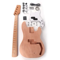 Precision bass Pbass unfinished uncutted Roasted maple Rosewood neck fretboard DIY   20 Frets Electric Bass Guitar Kit