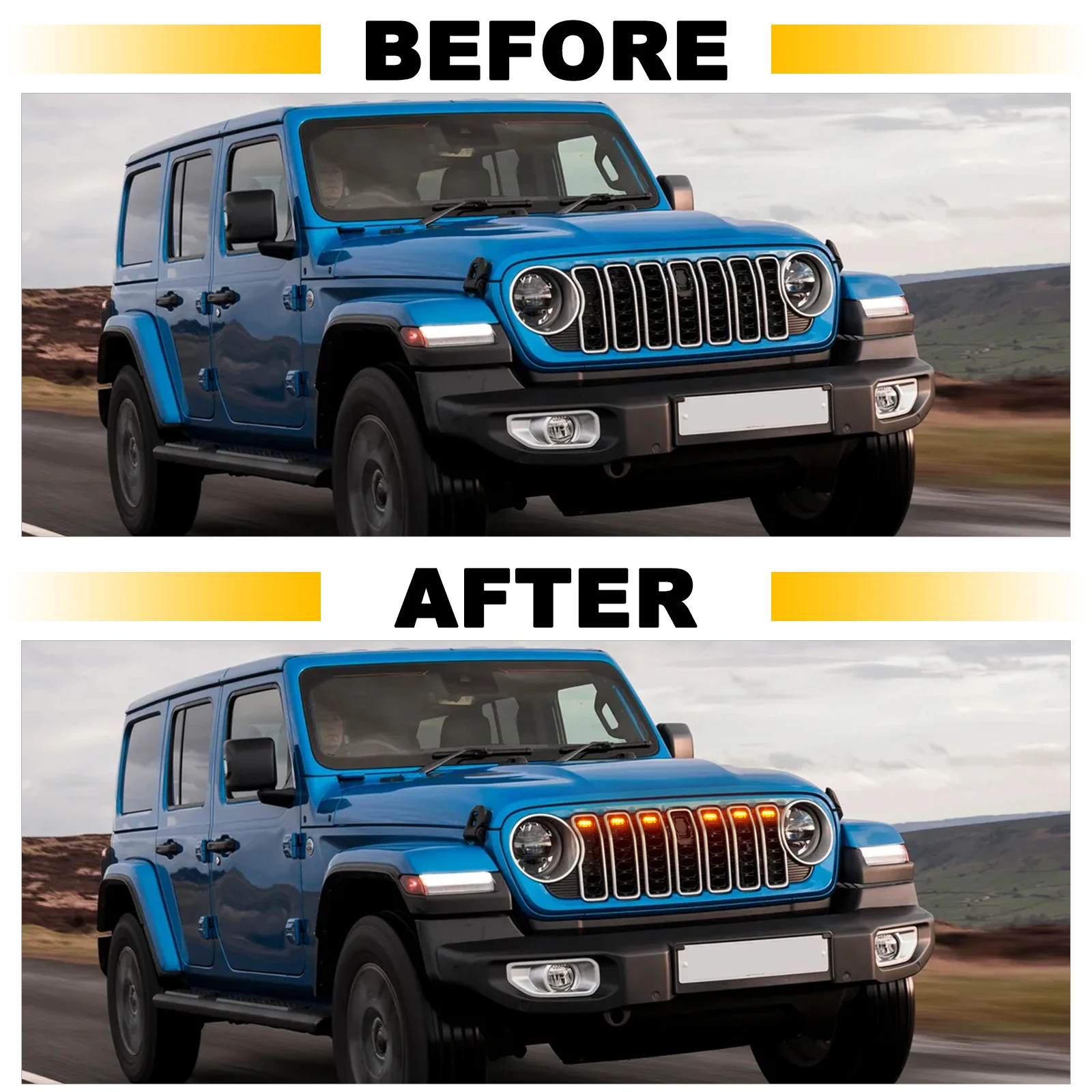 Front Grill Grills Lights Fit for Jeep Wrangler JL JLu 2024 2025 2026 Grill Lights Accessories