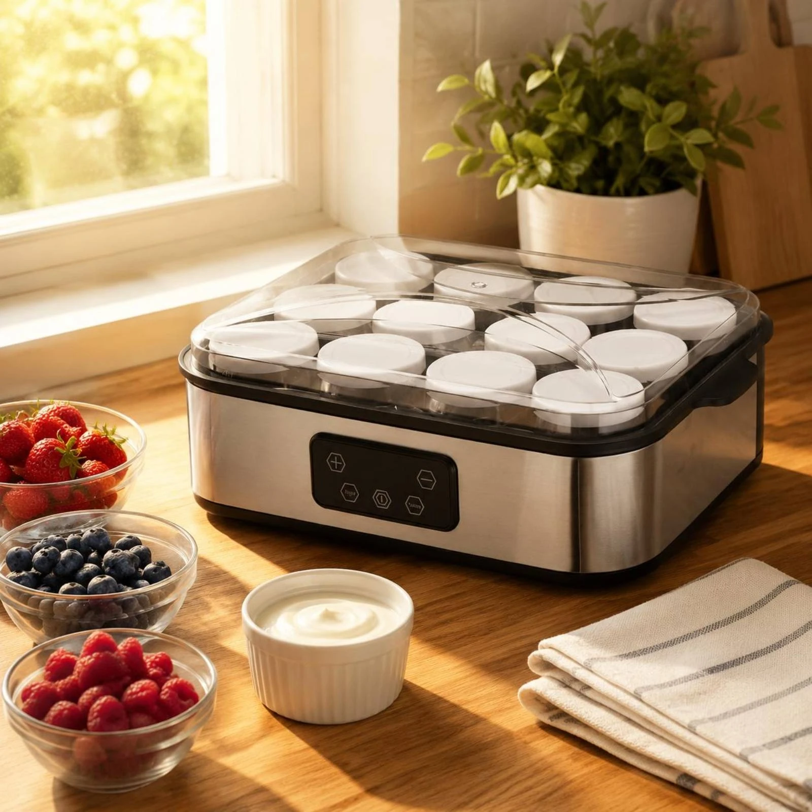 12-Cup Yogurt Appliance Single Layer Countertop Yogurt Appliance Fermentation Machine Constant Temperature Food Appliance Easy