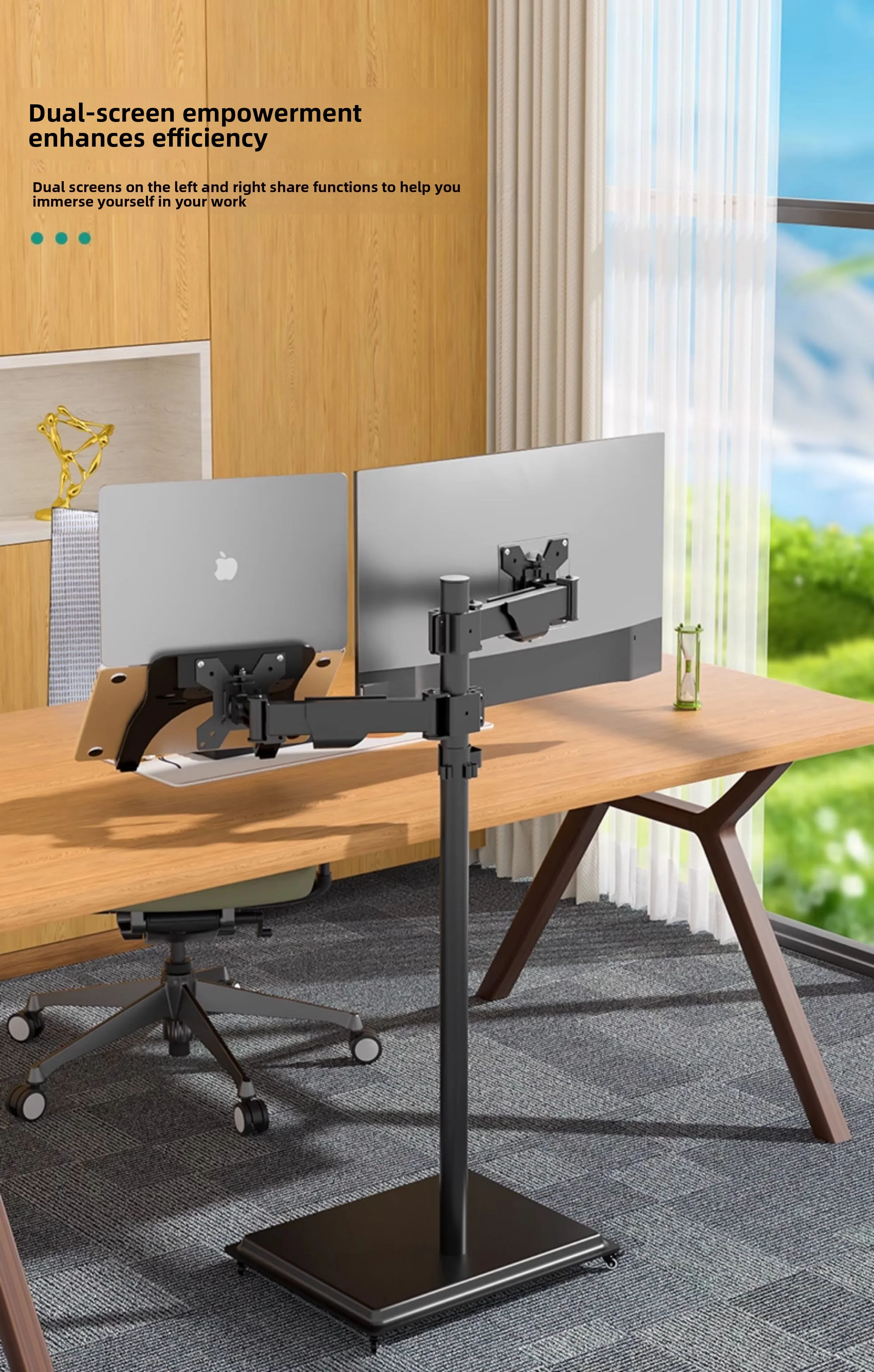 Adjustable Mobile Standing Desk Riser with Ergonomic Monitor Arm and Keyboard Tray