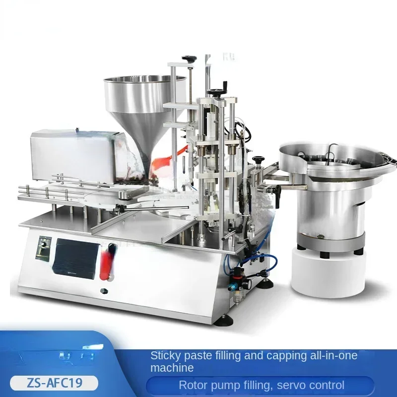 High-End Cosmetics Cream Sticky Cream Liquid Automatic Rotor Pump Filling and Falling Cover Cap Screwing Machine