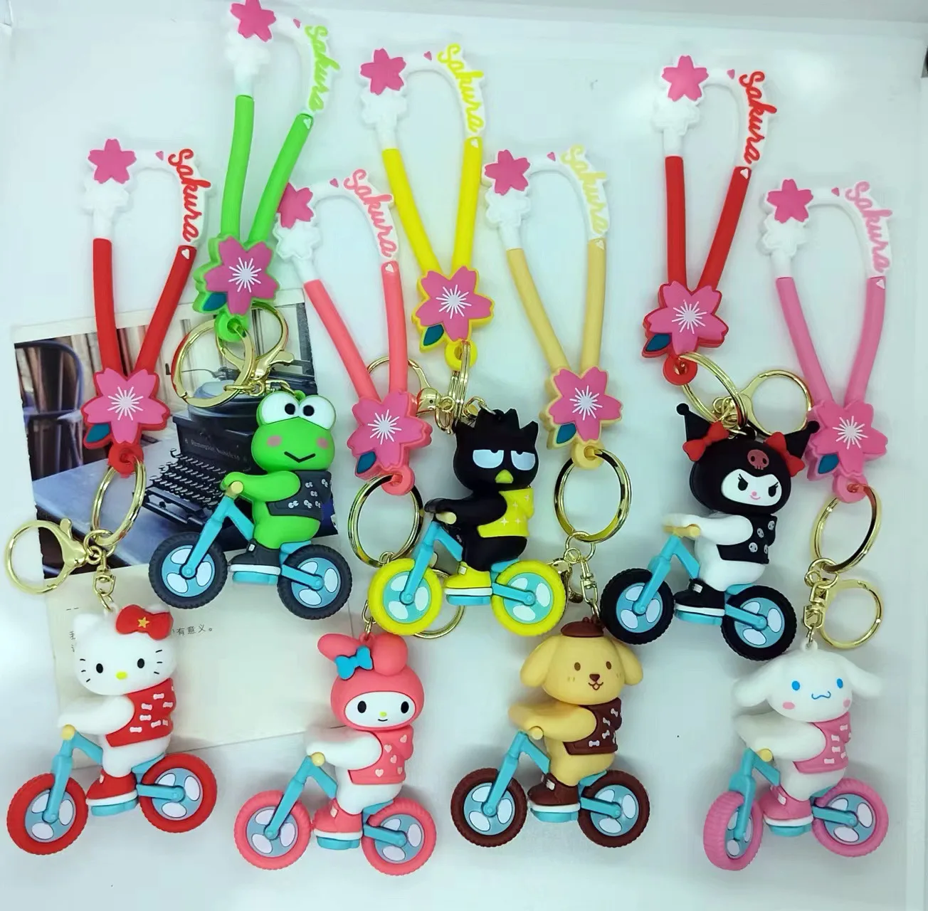 

New Type of Bicycle Sanrio Kuromi Cinnamoroll Series Keychain Bags Car Keychain Accessories Gifts Wholesale Personalized Gifts