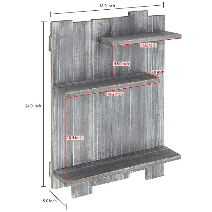 CNLF Rustic American Wood Weathered Gray Old Wall Shelves Minimalist Home Furniture Living Room Bedroom Hotel Farmhouse Storage