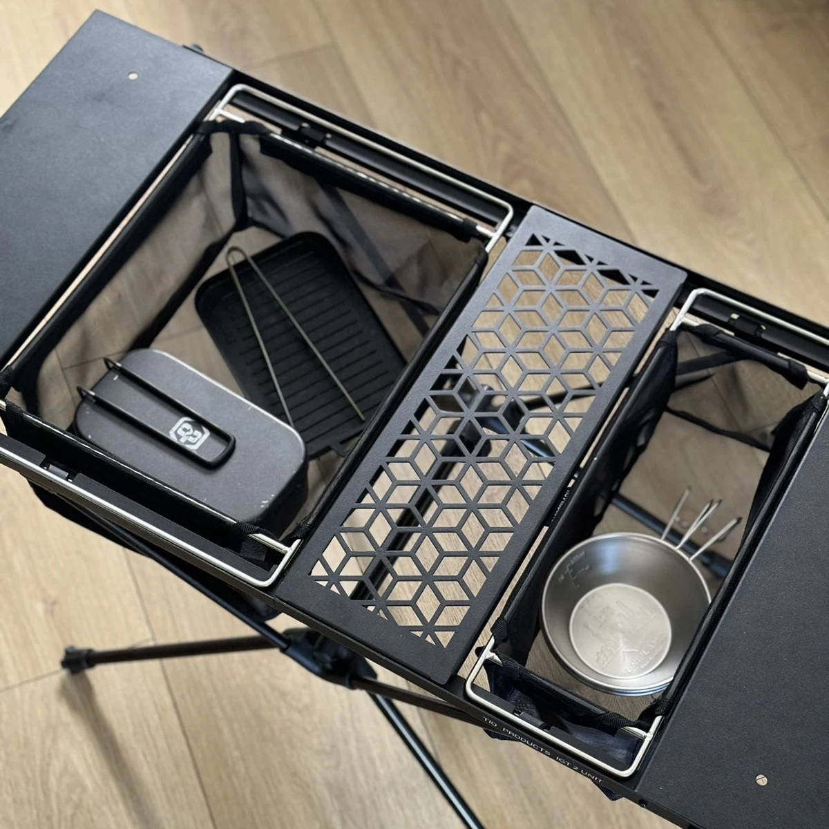 Pandatour IGT 1 Stück Netz-Wasserfilterkorb für Outdoor-Camping, Schwarzer Aufbewahrungskorb, Schüssel- und Becheraufbewahrungstasche, Langlebig und Tragbar – Detail 4
