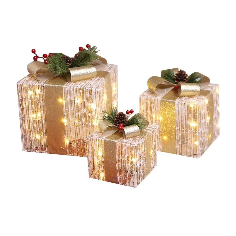 Christmas Gift Box LED Lights Glow Christmas Tree Bottom Pile Head Mall Window Scene Decoration Christmas Decorations