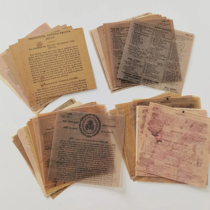 Vintage Junk Journal Planner Material Paper Retro Old Newspaper Letters Text Background Paper Decorative DIY Craft Photo Album