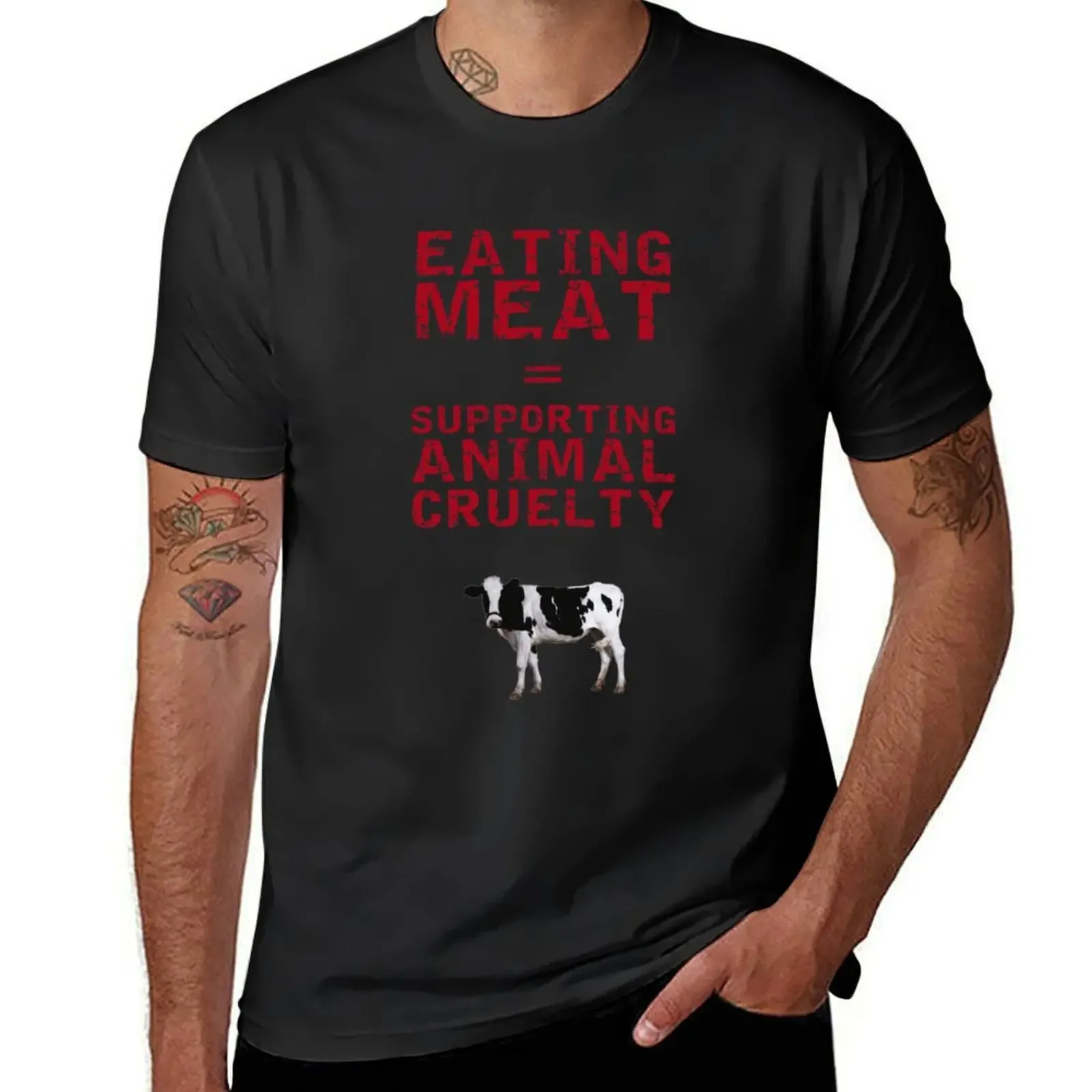 Eating meat is supporting animal cruelty T-Shirt anime new edition t shirts men