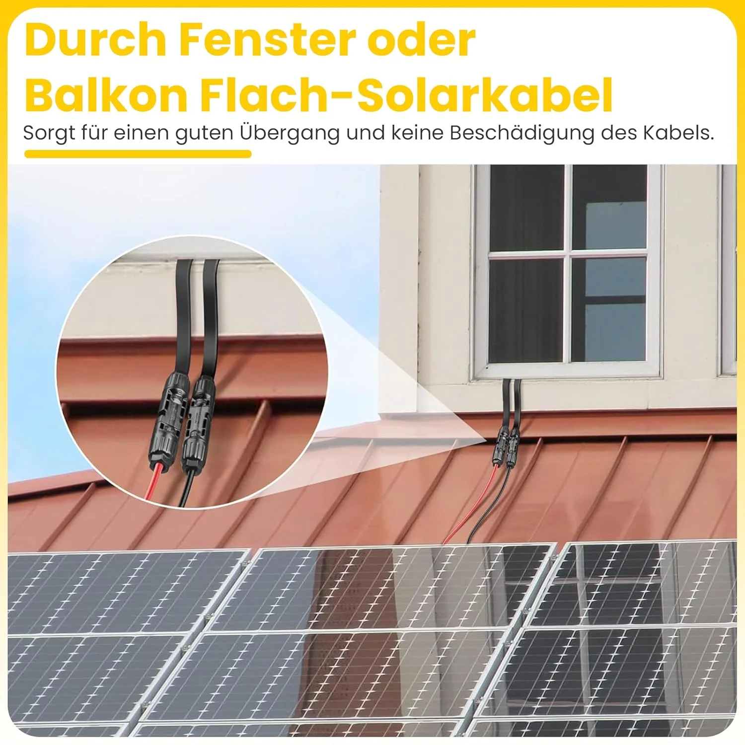 Ultra thin window balcony Througth wire 12AWG Flat solar panel extension Cable For power station solar panel ecoflow